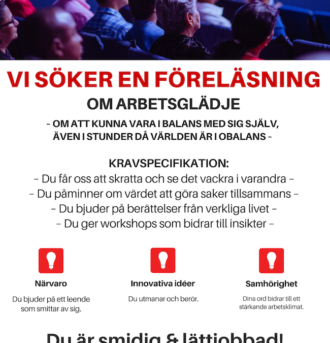 Vi söker en föreläsning...